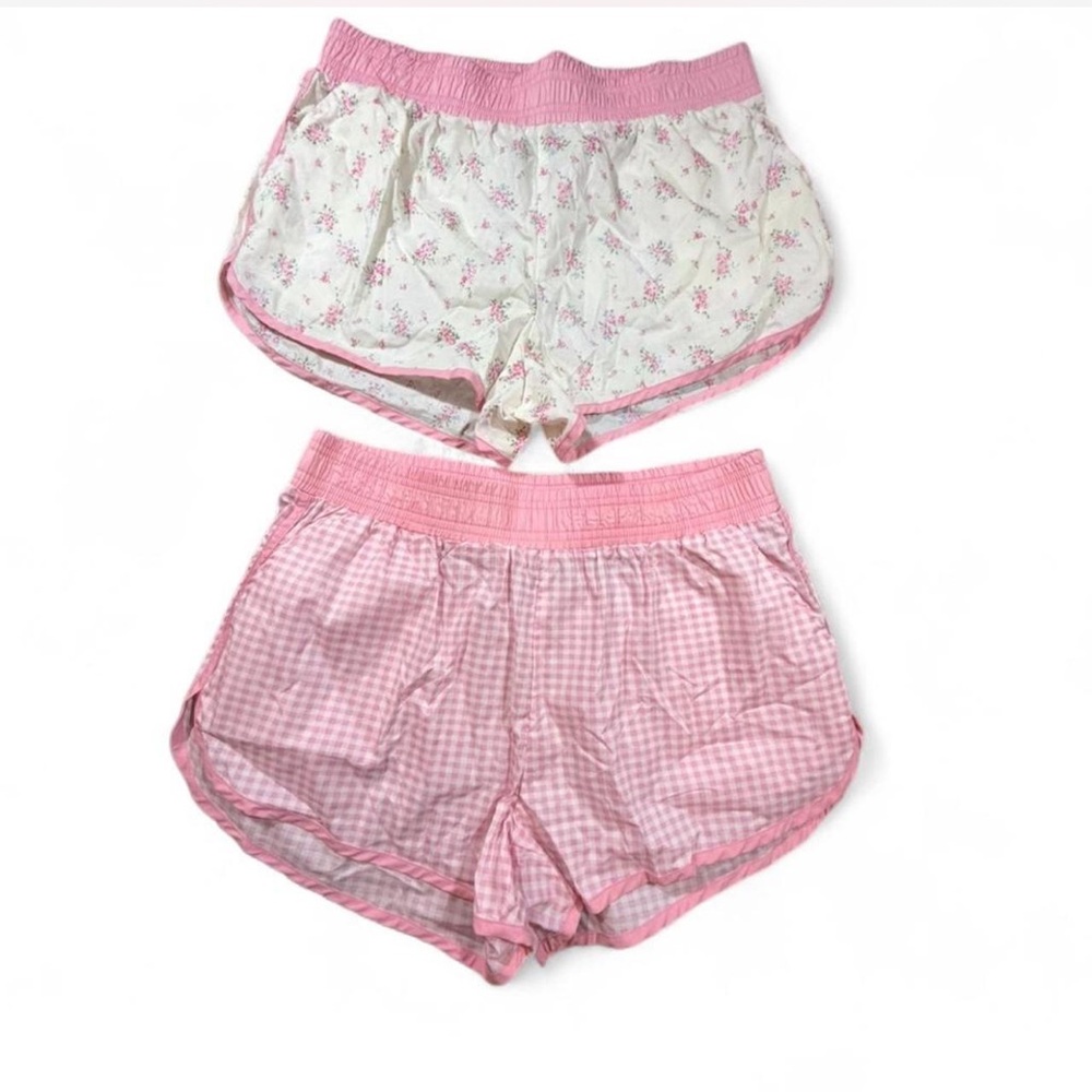 Rewash Bundle: Pink Pajama Shorts Gingham & Floral Size Large